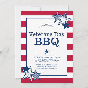 Veterans Day Bold Stars and Stripes Patriotic BBQ  Invitation