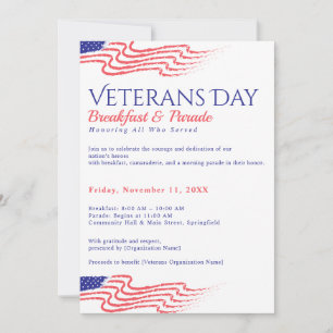 Veterans Day Breakfast Patriotic Parade Fundraiser Invitation