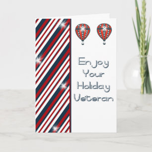 Veterans Day Card, Red, White, Blue with Balloons Card