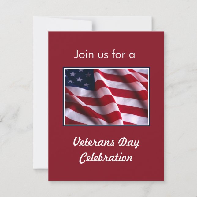 Veterans Day Celebration, Flag on Red Invitation (Front)