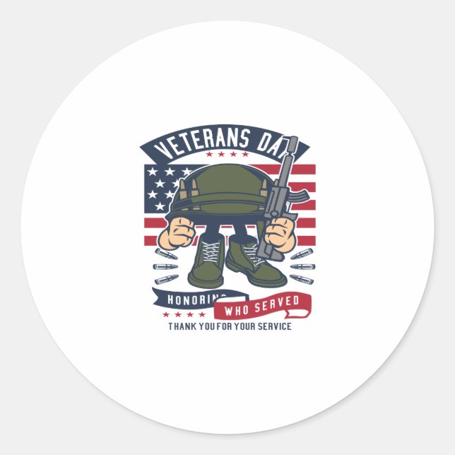 Veterans Day Classic Round Sticker (Front)
