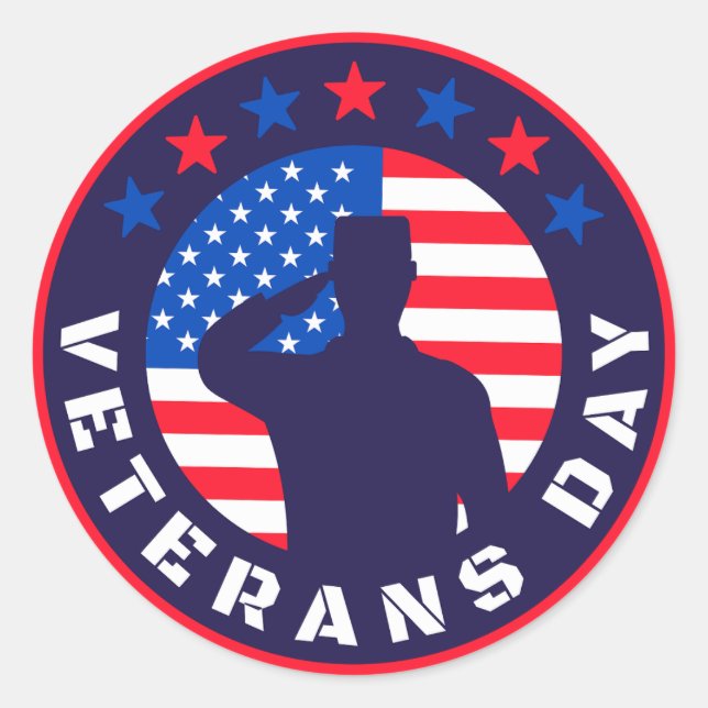 Veterans Day Classic Round Sticker (Front)