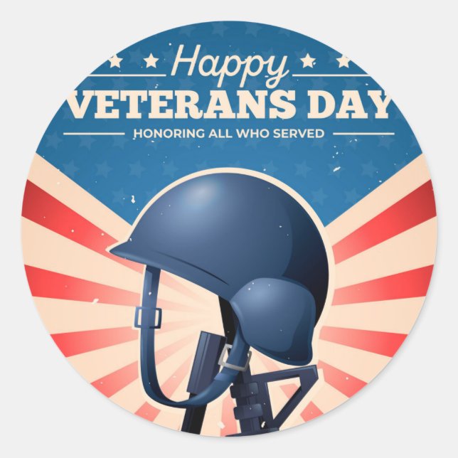 Veterans Day  Classic Round Sticker (Front)