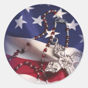 Veteran's Day Cross and Flag Classic Round Sticker