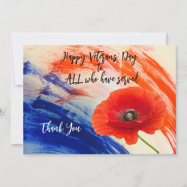 Veterans Day Flat Thank You Card (Front)
