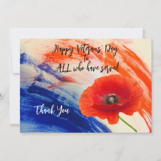 Veterans Day Flat Thank You Card