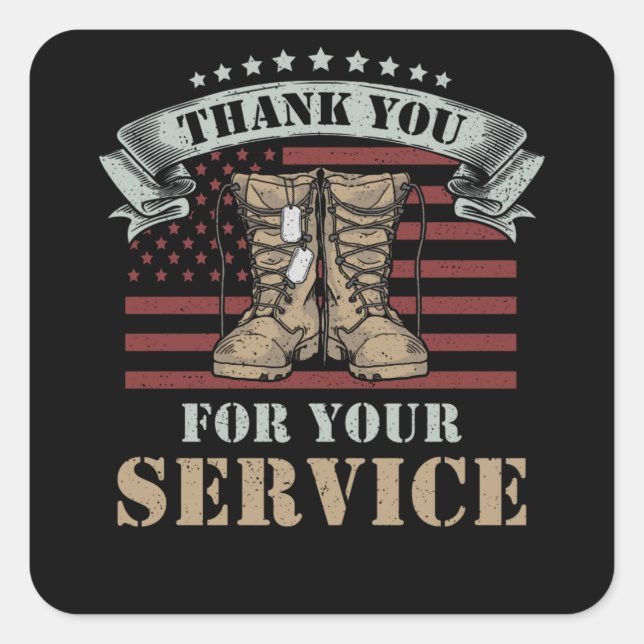 Veterans Day Gift Thank You for your service Square Sticker (Front)