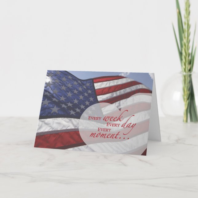 Veteran's Day Heart on Flag Thank You Card (Front)