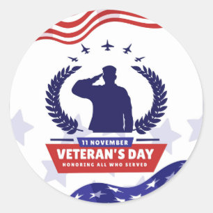 Veterans Day - Honoring all who served  Classic Round Sticker