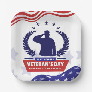Veterans Day - Honoring all who served  Paper Plate