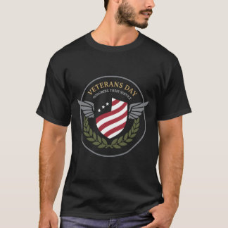 Veterans Day Honoring Service Shield Wings T-Shirt