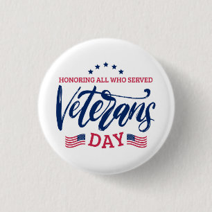 Veterans Day - Honouring all who served  3 Cm Round Badge