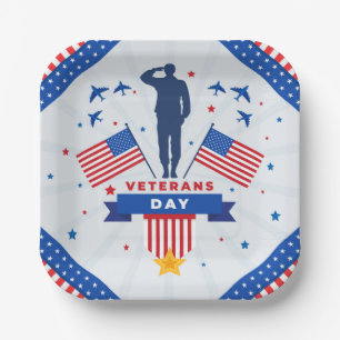 Veterans Day - Honouring all who served  Paper Plate
