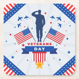 Veterans Day - Honouring all who served Square Paper Coaster