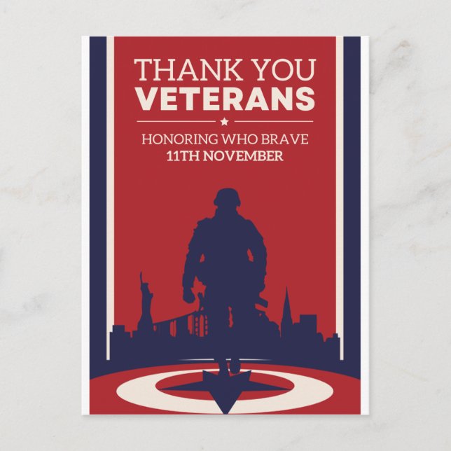 Veterans Day Honouring Who Brave Postcard (Front)