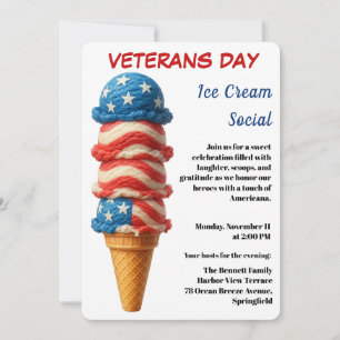 Veterans Day   Ice cream social party Invitation