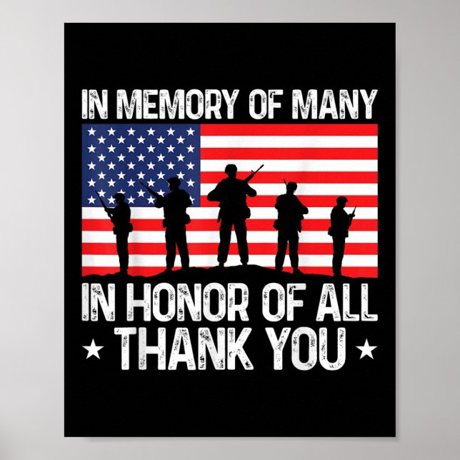 Veterans Day In Honour Of All Veteran Memorial Day Poster (Front)