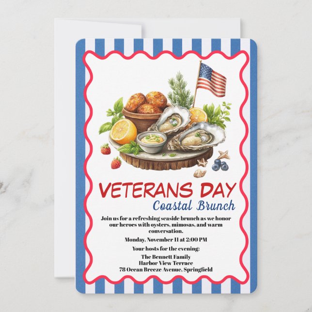 Veterans Day Invitation | Coastal Brunch Celebrati (Front)