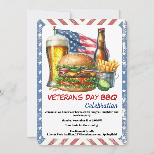 Veterans Day Invitation | Honoring Heroes BBQ (Front)