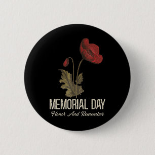 Veterans Day Lest We Forget Red Poppy Flower Usa 6 Cm Round Badge