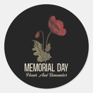 Veterans Day Lest We Forget Red Poppy Flower Usa M Classic Round Sticker