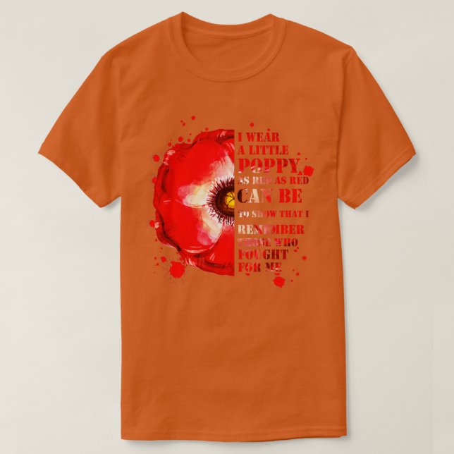 Veterans Day Lest We Forget Red Poppy Flower USA M T-Shirt (Design Front)