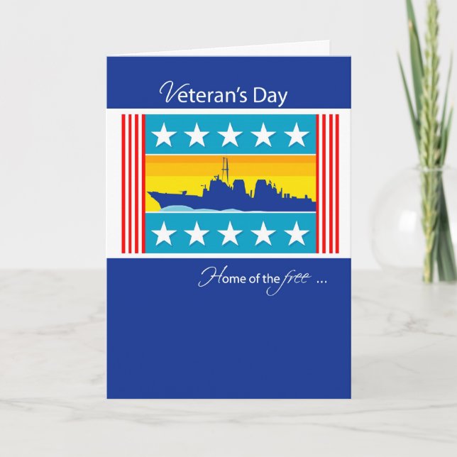 Veteran's Day, Navy Boat Thank You Card (Front)