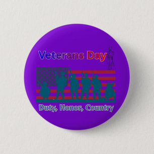 Veterans day purple 6 cm round badge