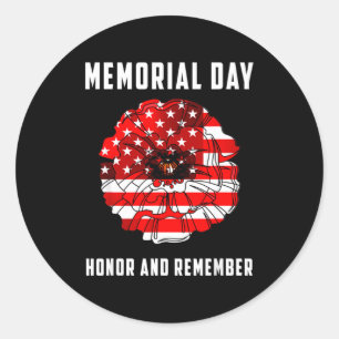 Veterans day red poppy flower usa memorial day 2 classic round sticker