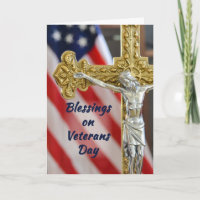 Veterans Day Religious Patriotic Cross and Flag