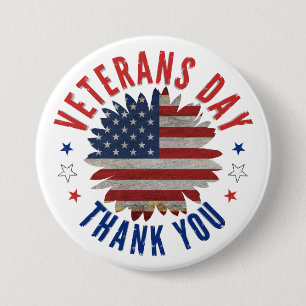 VETERANS DAY THANK YOU 7.5 CM ROUND BADGE