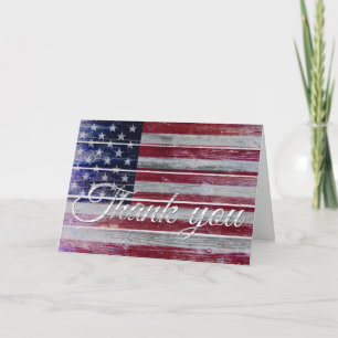 Veteran's Day Thank You, American Flag on Distress Thank You Card