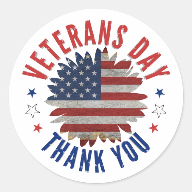 VETERANS DAY THANK YOU  CLASSIC ROUND STICKER (Front)