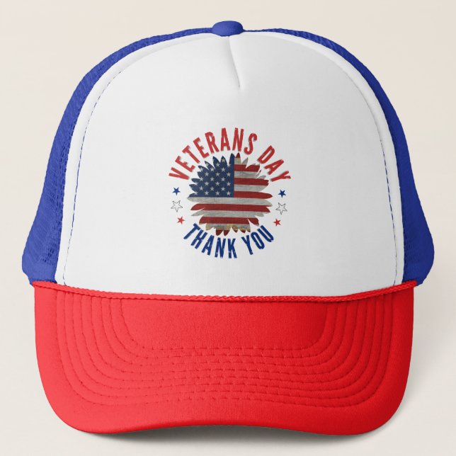 VETERANS DAY THANK YOU  TRUCKER HAT (Front)