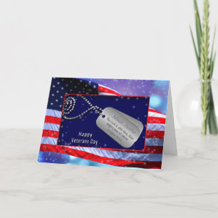 VETERANS DAY - US FLAG - DOG TAGS - BIBLE VERSE CARD