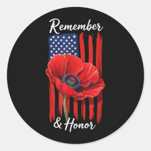 Veterans Day USA Memorial Day- Red Poppy Flower Classic Round Sticker