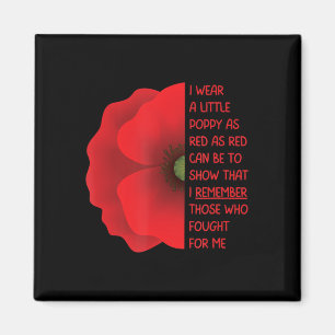 Veterans Day USA Memorial Lest We Forget Red Poppy Magnet