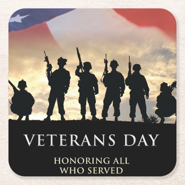 Veteran's Day USA  Square Paper Coaster (Front)
