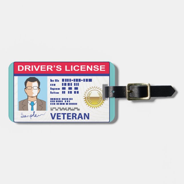 Veterans Driver's License Luggage Tag (Front Horizontal)