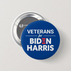 Veterans for Biden Harris Custom Text Blue 6 Cm Round Badge