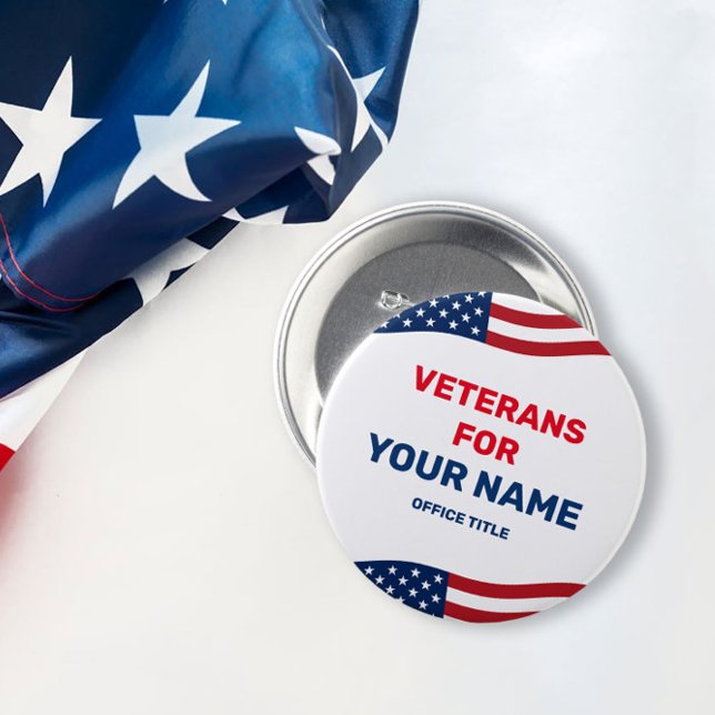 Veterans for Custom Candidate Name Campaign Button (Creator Uploaded)