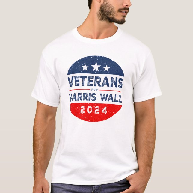 Veterans For Harris 2024 For President Campaign T-Shirt (Front)