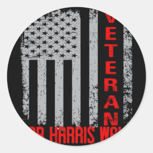 Veterans For Harris 2024 Tee Kamala Harris Tim W V Classic Round Sticker