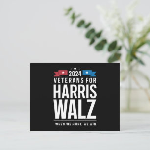 Veterans For Harris Walz 2024 Presidential  Postcard