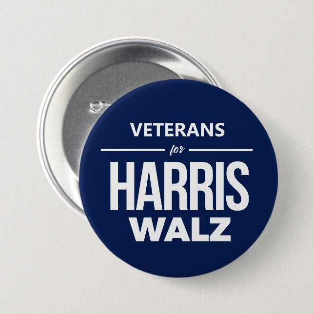 Veterans for Harris Walz 7.5 Cm Round Badge (Front & Back)