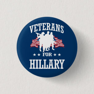 VETERANS FOR HILLARY 3 CM ROUND BADGE