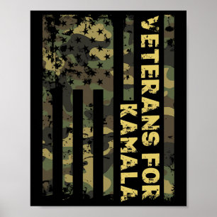 Veterans For Kamala Camouflage American Flag Harri Poster
