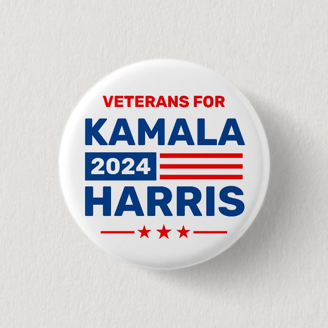 Veterans for Kamala Harris 2024 Election Stickers 3 Cm Round Badge (Front)