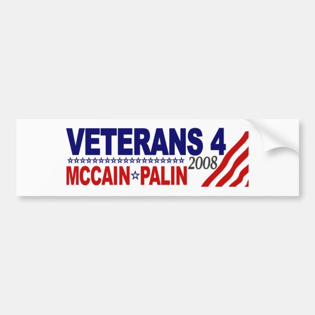 Veterans for McCain Palin 2008 Bumper Sticker (Front)