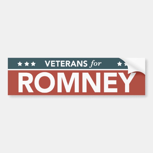 Veterans For Mitt Romney Ryan 2012 Bumper Sticker (Front)